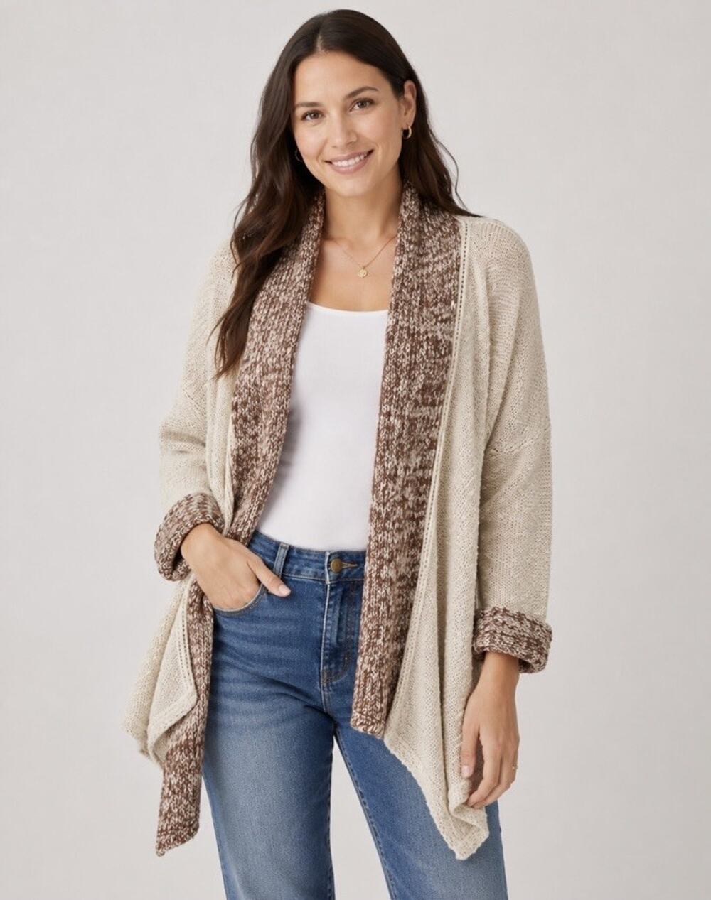 Anthropologie Field & Flower Women’s Open Cardigan Sz S Lagenlook Earthy Relaxed